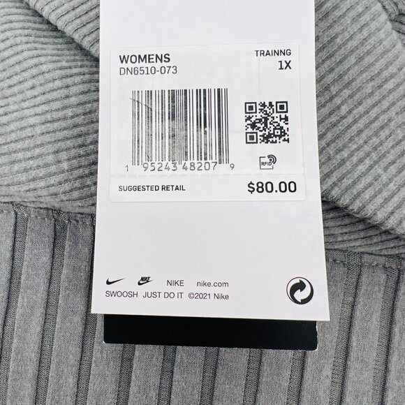 Nike Yoga Womens Plus Size Training Top 1X Shawl Collar Gray Ribbed Stretch - Picture 3 of 7